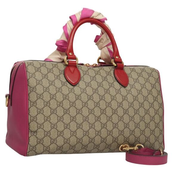 GUCCI GG Supreme Boston Bag Pvc Beige Pink - Picture 1 of 16